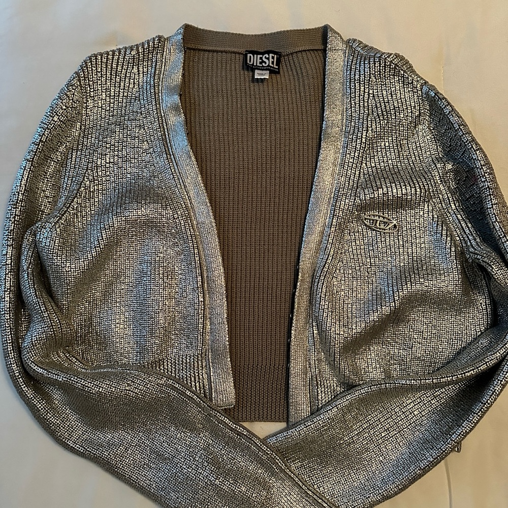 DIESEL Women's Gray 'm-adhu' Cropped Cardigan
